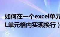 如何在一个excel单元格内换行（如何在EXCEL单元格内实现换行）