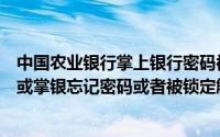 中国农业银行掌上银行密码被锁定了怎么办（农业银行网银或掌银忘记密码或者被锁定解决方法）