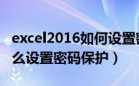 excel2016如何设置密码保护（Excel2016怎么设置密码保护）