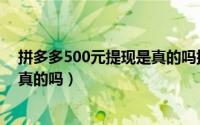 拼多多500元提现是真的吗提现秘籍（拼多多500元提现是真的吗）