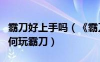 霸刀好上手吗（《霸刀》经验总结高手教你如何玩霸刀）