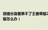 微信分身登录不了王者荣耀2021（微信分身登录不了王者荣耀怎么办）