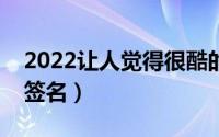 2022让人觉得很酷的签名（超级好听的霸气签名）