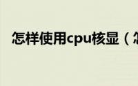 怎样使用cpu核显（怎样使用CPU仪表盘）