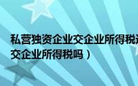 私营独资企业交企业所得税还是个人所得税（私营独资企业交企业所得税吗）