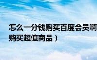 怎么一分钱购买百度会员啊（百度钱包新用户如何用1分钱购买超值商品）