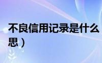 不良信用记录是什么（不良信用记录是什么意思）