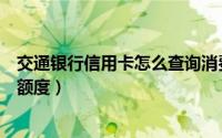 交通银行信用卡怎么查询消费记录（交通银行信用卡怎么查额度）