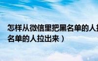 怎样从微信里把黑名单的人拉出来删除（怎样从微信里把黑名单的人拉出来）