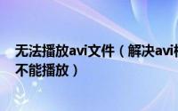 无法播放avi文件（解决avi格式的视频电脑播放器解码错误不能播放）