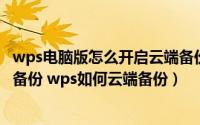 wps电脑版怎么开启云端备份（wps2019怎么开启云端自动备份 wps如何云端备份）