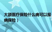 大额医疗保险什么病可以报（高额住院医疗险能不能代替大病保险）