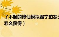 了不起的修仙模拟器宁珀怎么刷（了不起的修仙模拟器 宁珀怎么获得）