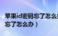 苹果id密码忘了怎么办可以刷机（苹果id密码忘了怎么办）