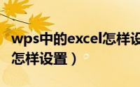 wps中的excel怎样设置选项（wps中的excel怎样设置）