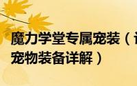 魔力学堂专属宠装（让爱宠技高一等魔力学堂宠物装备详解）