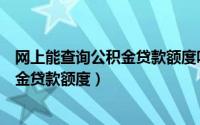 网上能查询公积金贷款额度吗（在网上怎么查询自己的公积金贷款额度）