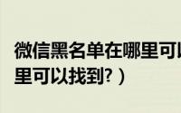 微信黑名单在哪里可以找到（微信黑名单在哪里可以找到?）