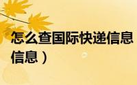 怎么查国际快递信息（如何查询国际快递物流信息）