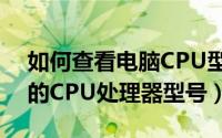 如何查看电脑CPU型号（如何查看自己电脑的CPU处理器型号）