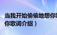 当我开始偷偷地想你歌词（当我开始偷偷地想你歌词介绍）