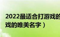 2022最适合打游戏的名字（2022最适合打游戏的唯美名字）