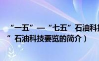 “一五”—“七五”石油科技要览（关于“一五”—“七五”石油科技要览的简介）