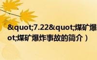 "7.22"煤矿爆炸事故（关于"7.22"煤矿爆炸事故的简介）