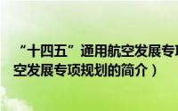 “十四五”通用航空发展专项规划（关于“十四五”通用航空发展专项规划的简介）