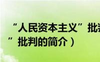 “人民资本主义”批判（关于“人民资本主义”批判的简介）