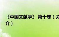 《中国文献学》 第十卷（关于《中国文献学》 第十卷的简介）