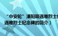 “中安轮”溧阳籍遇难烈士纪念碑（关于“中安轮”溧阳籍遇难烈士纪念碑的简介）