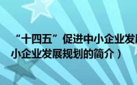 “十四五”促进中小企业发展规划（关于“十四五”促进中小企业发展规划的简介）