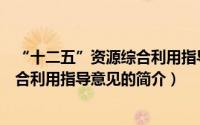 “十二五”资源综合利用指导意见（关于“十二五”资源综合利用指导意见的简介）