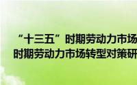 “十三五”时期劳动力市场转型对策研究（关于“十三五”时期劳动力市场转型对策研究的简介）