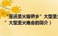 “亚运圣火耀侨乡”大型圣火晚会（关于“亚运圣火耀侨乡”大型圣火晚会的简介）