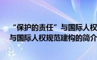 “保护的责任”与国际人权规范建构（关于“保护的责任”与国际人权规范建构的简介）