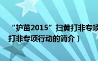 “护苗2015”扫黄打非专项行动（关于“护苗2015”扫黄打非专项行动的简介）