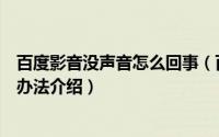 百度影音没声音怎么回事（百度影音没有声音的原因及解决办法介绍）