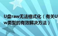 U盘raw无法格式化（有关U盘提示无法格式化U盘类型为Raw类型的有效解决方法）