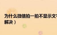 为什么微信拍一拍不显示文字（微信拍一拍不显示文字怎么解决）