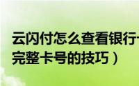 云闪付怎么查看银行卡卡号（云闪付app查看完整卡号的技巧）