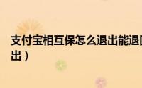 支付宝相互保怎么退出能退回本金吗（支付宝相互保怎么退出）