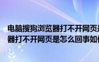 电脑搜狗浏览器打不开网页是什么原因（电脑上的搜狗浏览器打不开网页是怎么回事如何解决）