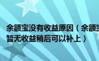 余额宝没有收益原因（余额宝显示暂无收益怎么回事 余额宝暂无收益稍后可以补上）