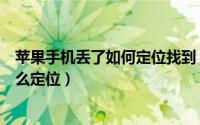 苹果手机丢了如何定位找到（苹果手机丢了怎么办怎么找怎么定位）