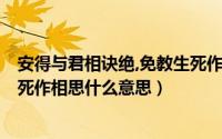 安得与君相诀绝,免教生死作相思!（安得与君相决绝,免教生死作相思什么意思）