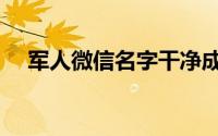 军人微信名字干净成熟（军人微信昵称）