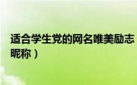 适合学生党的网名唯美励志（能够让自己努力学习的正能量昵称）