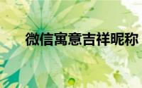 微信寓意吉祥昵称（好运一生微信名）